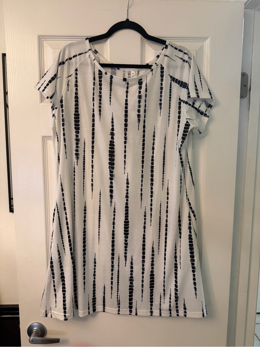 White and Black Striped Midi Dress